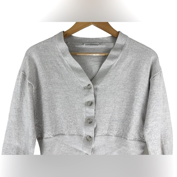 Babaton Merino Wool Cropped Cardigan Woman’s Small Beige Button Front V Neck - Picture 9 of 10